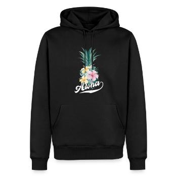 Aloha-ananas-blumen-entwurf Für Strandliebhaber - Männer Premium Bio Hoodie - Schwarz - Vorne - Nico (187cm)