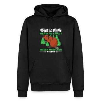 Warum Ich Biber Mehr Als Menschen Mag? Wegen Mensc - Männer Premium Bio Hoodie - Schwarz - Vorne - Nico (187cm)