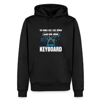Ich Kann Dich Nicht Hören Ich Spiele Keyboard - Männer Premium Bio Hoodie - Schwarz - Vorne - Nico (187cm)
