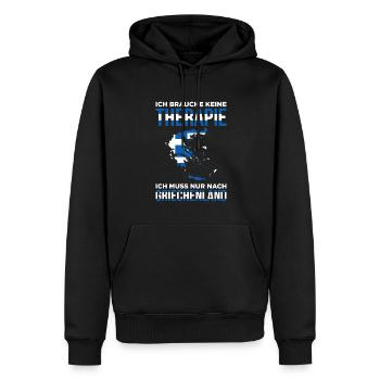 Ich Brauche Keine Therapie Ich Muss Nur Nach Griec - Männer Premium Bio Hoodie - Schwarz - Vorne - Nico (187cm)