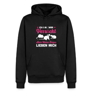 Ich Bin Zwar Verrückt Aber Meine Degus Lieben Mich - Männer Premium Bio Hoodie - Schwarz - Vorne - Nico (187cm)