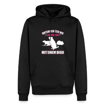 Unterschätze Nie Ein Mädchen Mit Einem Degu - Männer Premium Bio Hoodie - Schwarz - Vorne - Nico (187cm)