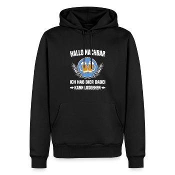 Nachbar Nachbarschaft Bierspruch - Männer Premium Bio Hoodie - Schwarz - Vorne - Nico (187cm)