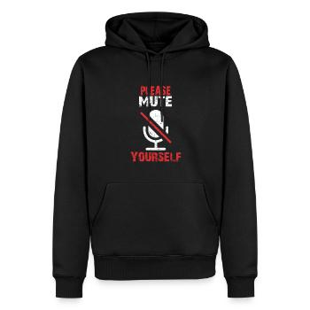 Teacher asks for silence in class and classroom - Men’s Premium Organic Hoodie - black - Front - Nico (187cm)