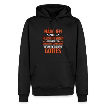 Fleischer Metzger Fleischerei Metzgerei Butcher - Männer Premium Bio Hoodie - Schwarz - Vorne - Nico (187cm)