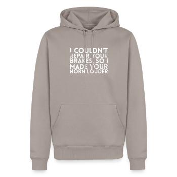 Je n’ai pas pu réparer vos freins, alors - Sweat à capuche Premium bio Homme - taupe - Devant - Nico (187cm)