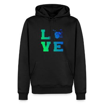 Drummer Percussionist Women Drums - Men’s Premium Organic Hoodie - black - Front - Nico (187cm)