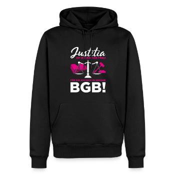 Justitia Ist Die Einzige Frau Mich In Gefahr BGB! - Männer Premium Bio Hoodie - Schwarz - Vorne - Nico (187cm)