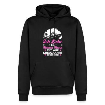 Ich Liebe Es Meinen Mann Mit Auf Kreuzfahrt Zu Neh - Männer Premium Bio Hoodie - Schwarz - Vorne - Nico (187cm)