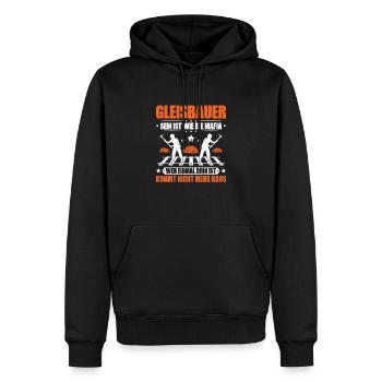 Gleisbauer Schienenarbeiter Gleisbau Track Laborer - Männer Premium Bio Hoodie - Schwarz - Vorne - Nico (187cm)