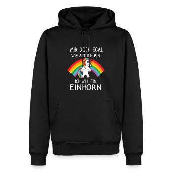 Ist Mir Doch Egal lustige Sprüche mit Einhorn - Männer Premium Bio Hoodie - Schwarz - Vorne - Nico (187cm)
