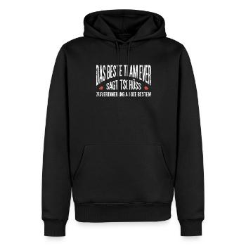Tschüss vom Team, Abschied - Männer Premium Bio Hoodie - Schwarz - Vorne - Nico (187cm)