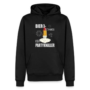 Bier Partyknaller - Männer Premium Bio Hoodie - Schwarz - Vorne - Nico (187cm)