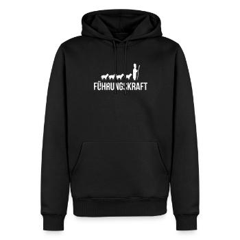 Führungskraft. Design mit Schafen und Schäfer - Männer Premium Bio Hoodie - Schwarz - Vorne - Nico (187cm)