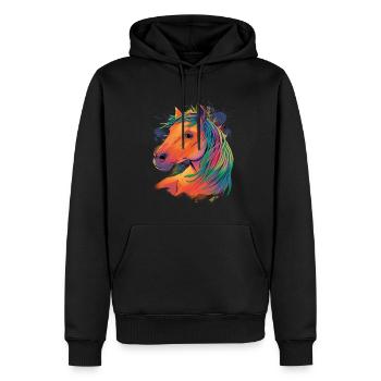 Conception de cheval aquarelle pour les cavaliers, - Sweat à capuche Premium bio Homme - noir - Devant - Nico (187cm)