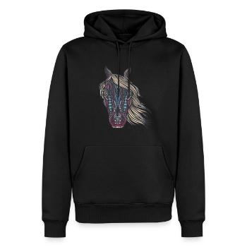 Tribal Pferd design für Reiterinnen, - Männer Premium Bio Hoodie - Schwarz - Vorne - Nico (187cm)