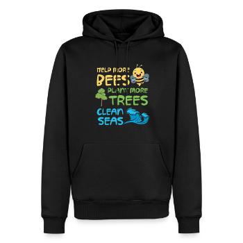 Aidez plus d’abeilles, plantez plus d’arbres, - Sweat à capuche Premium bio Homme - noir - Devant - Nico (187cm)