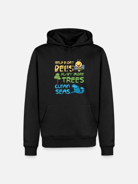 Helfen Sie Mehr Bienen, Pflanzen Sie Mehr Bäume, - Männer Premium Bio Hoodie - Schwarz