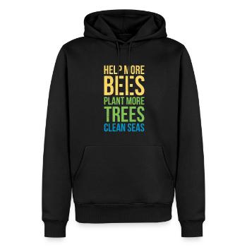 Aidez plus d’abeilles, plantez plus d’arbres, - Sweat à capuche Premium bio Homme - noir - Devant - Nico (187cm)
