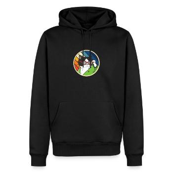 Katze mit Sonnenbrille - Männer Premium Bio Hoodie - Schwarz - Vorne - Nico (187cm)