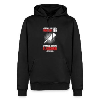 Fleischer Metzger Fleischerei Metzgerei Butcher - Männer Premium Bio Hoodie - Schwarz - Vorne - Nico (187cm)