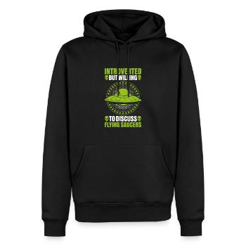 OVNI Alien Soucoupe Volante Espace Extraterrestre - Sweat à capuche Premium bio Homme - noir - Devant - Nico (187cm)