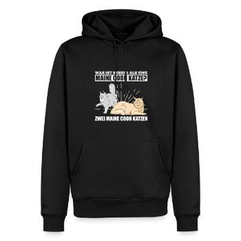 Was ist besser als eine Maine Coon Katze? Zwei - Männer Premium Bio Hoodie - Schwarz - Vorne - Nico (187cm)