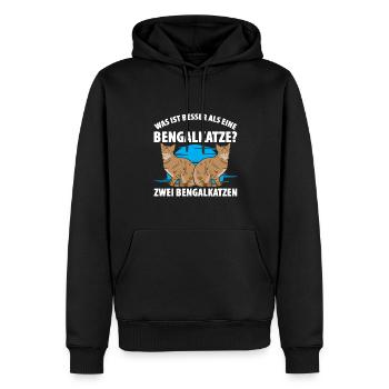 Was ist besser als eine Bengalkatze? Zwei - Männer Premium Bio Hoodie - Schwarz - Vorne - Nico (187cm)