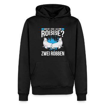 Was ist besser als eine Robbe? Zwei Robben - Männer Premium Bio Hoodie - Schwarz - Vorne - Nico (187cm)