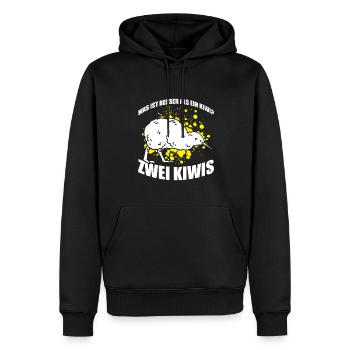 Was ist besser als ein Kiwi? Zwei Kiwis - Männer Premium Bio Hoodie - Schwarz - Vorne - Nico (187cm)