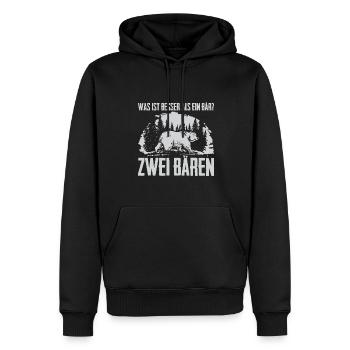Was ist besser als ein Bär? Zwei Bären - Männer Premium Bio Hoodie - Schwarz - Vorne - Nico (187cm)
