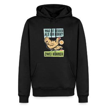 Was ist besser als ein Huhn? Zwei Hühner - Männer Premium Bio Hoodie - Schwarz - Vorne - Nico (187cm)