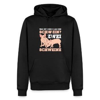 Was ist besser als ein Schwein? Zwei Schweine - Männer Premium Bio Hoodie - Schwarz - Vorne - Nico (187cm)