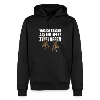 Was ist besser als ein Affe? Zwei Affen - Männer Premium Bio Hoodie - Schwarz - Vorne - Nico (187cm)