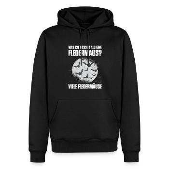 Was ist besser als eine Fledermaus? Viele - Männer Premium Bio Hoodie - Schwarz - Vorne - Nico (187cm)