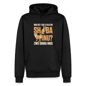 Was ist besser als ein Shiba Inu? Zwei Shiba Inus - Männer Premium Bio Hoodie - Schwarz - Vorne - Nico (187cm)