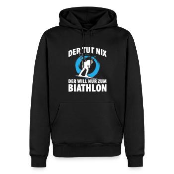 Der Tut Nix der Will Nur Zum Biathlon - Männer Premium Bio Hoodie - Schwarz - Vorne - Nico (187cm)