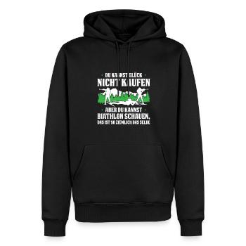 Du Kannst Glück Nicht Kaufen Aber Kannst Biathlon - Männer Premium Bio Hoodie - Schwarz - Vorne - Nico (187cm)