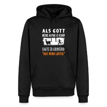 Lustiger Alpaka Spruch - Männer Premium Bio Hoodie - Schwarz - Vorne - Nico (187cm)