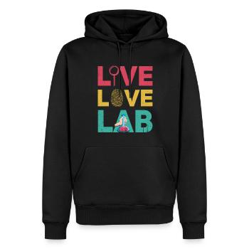 Live Love Lab, Enquêteur - Sweat à capuche Premium bio Homme - noir - Devant - Nico (187cm)