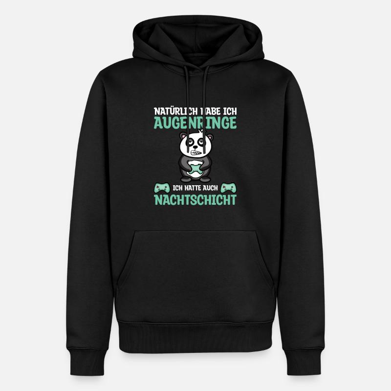 Gaming Nachtschicht Panda - Männer Premium Bio Hoodie - Schwarz