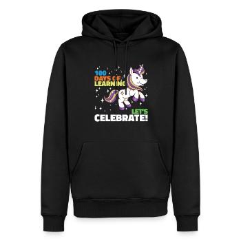 100 jours d’apprentissage Célébrons - Sweat à capuche Premium bio Homme - noir - Devant - Nico (187cm)