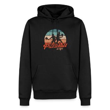 Das Leben Ist Erstaunlich, Pickleball Macht Es - Männer Premium Bio Hoodie - Schwarz - Vorne - Nico (187cm)