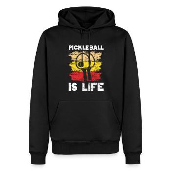 Das Leben Ist Erstaunlich, Pickleball Macht Es - Männer Premium Bio Hoodie - Schwarz - Vorne - Nico (187cm)