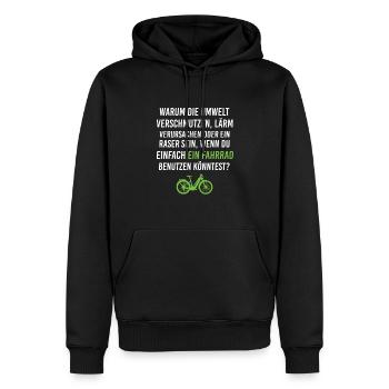 Umwelt Fahrrad Natur E- Bike - Männer Premium Bio Hoodie - Schwarz - Vorne - Nico (187cm)