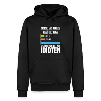 Weniger Kontakt mit Idioten - Männer Premium Bio Hoodie - Schwarz - Vorne - Nico (187cm)