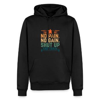 Pas de douleur - pas de gain! - Haltérophilie rétro - Sweat à capuche Premium bio Homme - noir - Devant - Nico (187cm)