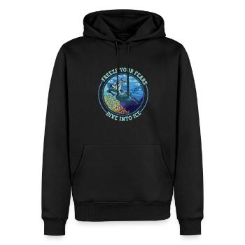 Gelez vos peurs, plongez dans la glace - Sweat à capuche Premium bio Homme - noir - Devant - Nico (187cm)