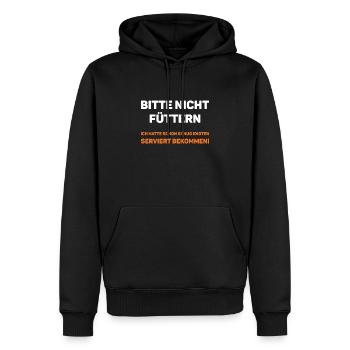 Bitte nicht füttern - Männer Premium Bio Hoodie - Schwarz - Vorne - Nico (187cm)