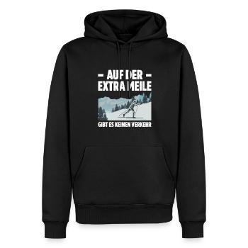 Auf Der Extra Meile Gibt Es Keinen Verkehr Skilang - Männer Premium Bio Hoodie - Schwarz - Vorne - Nico (187cm)